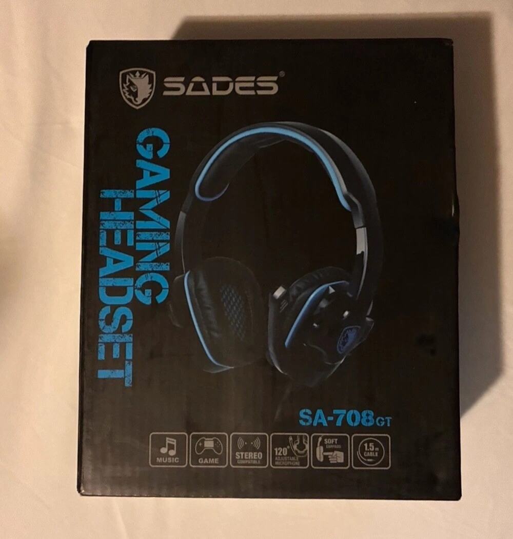 SADES SA-708GT Stereo Gaming Headset w/ Mic 3.5mm Wired Black/Blue